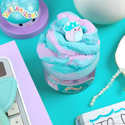 Original Squishmallows Pyle The Mushroom Premium Cloud Slime, Grape Scent, 8 oz. Jar Storage Container with Figurine Topper, Rubber Charm, Goodie Bags Stuffers, Kids Party Favors, Sensory Toys