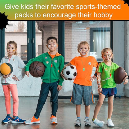Junkin 162 Pcs Sport Party Favors Sport Party Goodie Bag Fillers Small Sports Balls Sport Wristband Keychains Stickers Bracelet Whistle for Sports Themed Birthday Party Supplies Decoration (Chic)
