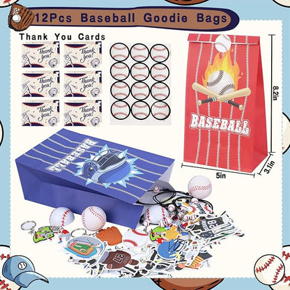 Gifts2U Baseball Party Favors Supplies, 146 Pcs Baseball Themed Goodie Bags Stuffers with Bracelets, Tattoos, Stickers, Mini Ball and Cars Toys, Gifts Bulk for Team Kids Birthday Party.