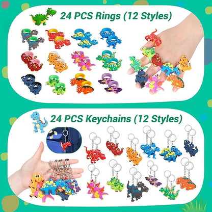 INNOCHEER Dinosaur Party Favors, Dinosaur Birthday Decorations 24 Pack Dinosaur Party Supplies Dinosaur Party Decorations, Dinosaur Goodie Bags for Birthday Party Favors for Kids 3-5 4-8 8-12 Dino