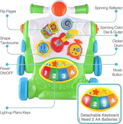iPlay, iLearn 3 in 1 Baby Walker for Boys Girls, Sit to Stand up Learning Walkers, Toddler Push Walking Toys, Infant Musical Activity Center, Birthday Gift for 6 9 12 18 24 Months, 1 2 Years Old Child