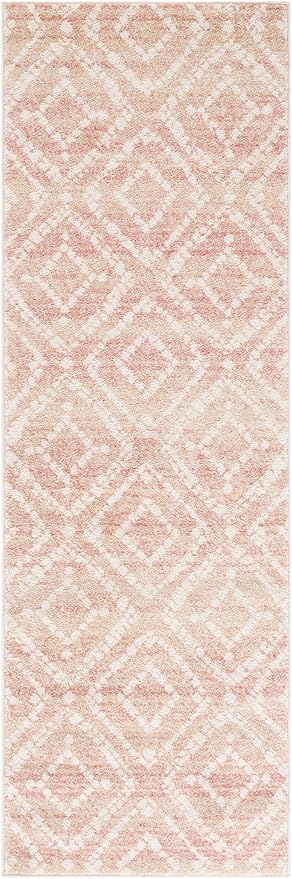 SAFAVIEH Adirondack Collection Runner Rug - 2'6" x 8', Rose & Gold, Modern Diamond Distressed Design, Non-Shedding & Easy Care, Ideal for High Traffic Areas in Living Room, Bedroom (ADR131Q)