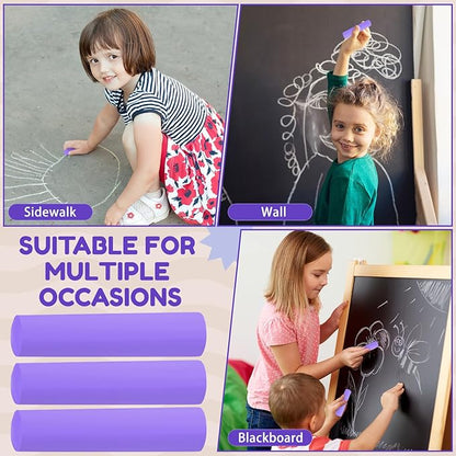 Fulmoon 40 Pcs Jumbo Sidewalk Chalk for Kids Outdoor Art Non Toxic Large Washable Street Chalk for Adults Drawing Painting Graffiti Classroom(Purple,Round Style)