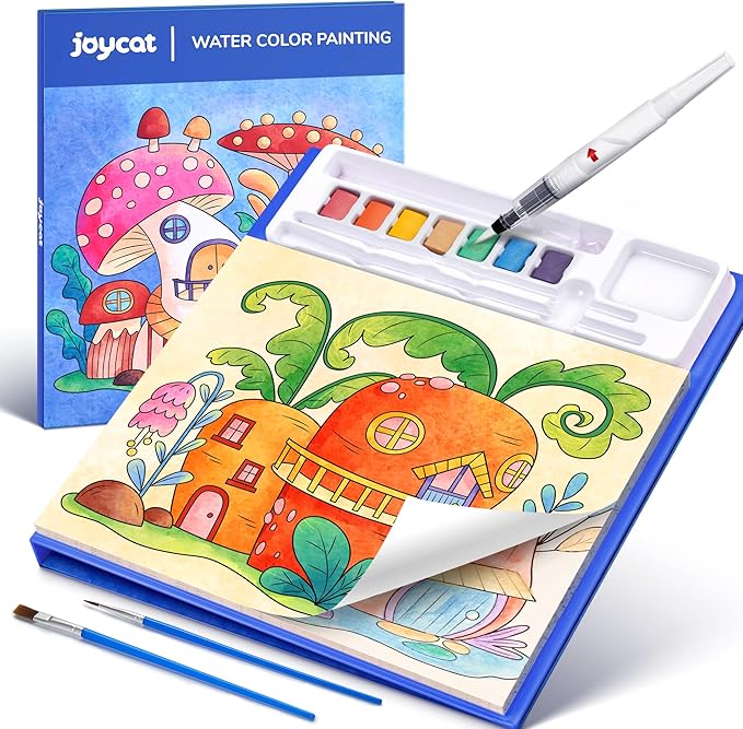 JoyCat Paint with Water Coloring Books for Toddlers, Watercolor Painting Sets for Kids Ages 3-5 4-8, Arts and Crafts Drawing Activities Toy Birthday Gifts for Boys Girls (Magic Playhouse)