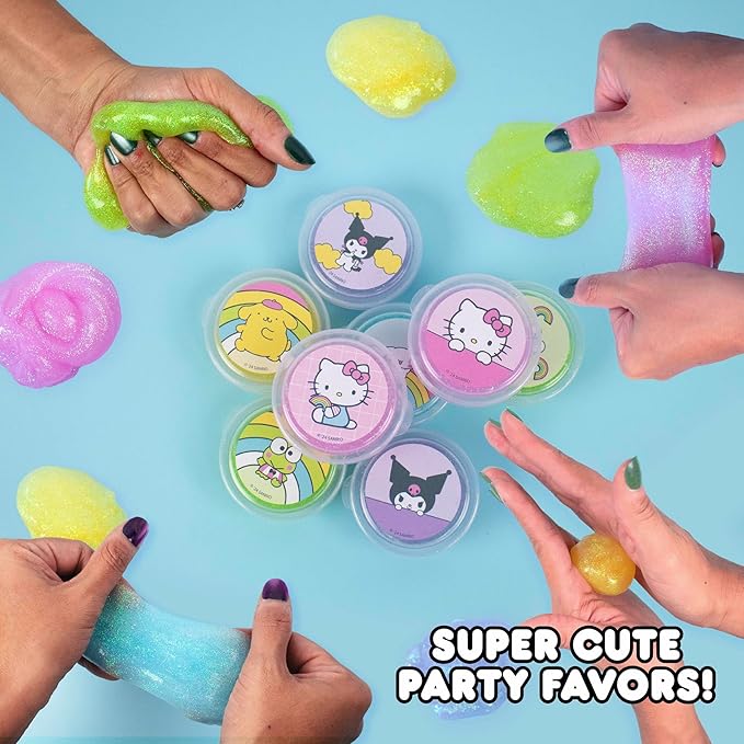 Hello Kitty Ultimate Slime Set, 25-Pack Scented Glitter Slimes, Party Favors for Kids 8-12, Slime Bulk, Mini Slime, Sanrio Stuff