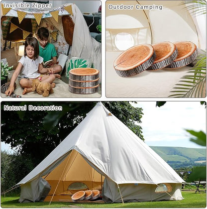 Coume 3 Pcs Wood Slice Pillow Round Floor Cushion 3D Digital Throw Pillow Decorative Tree Ring Soft Circle Seating for Kids Chair Home Couch Sofa Bedroom Decor(Emulation)