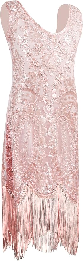 1920's Sequins Flapper Dress Children's Day Gift Party Halloween Costumes for Girls Accessories Set