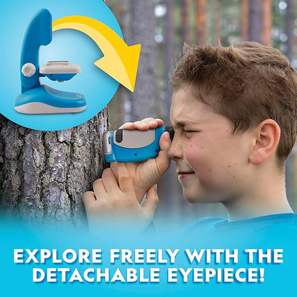 National Geographic Junior Microscope for Kids- Kit Includes Up to 250x Magnification Handheld Mini Attachment, 12 Slides, Lab Guide, Science Toy for Ages 6-12, STEM Project