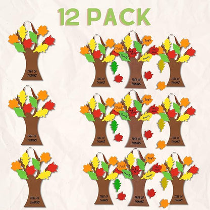 4E's Novelty Thankful Tree Craft Kit 12-Pack, Foam, Self-Adhesive - 11” Tree of Thanks, Thanksgiving Tree Craft, Ideal for Fall Crafts for Kids 4-8, Perfect Gratitude Tree Kit with Leaves to Write On