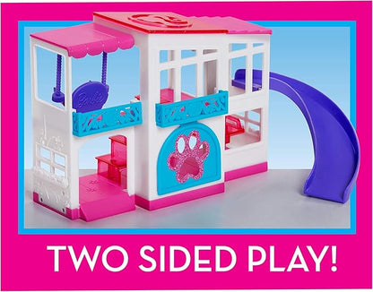 Barbie Pet Dreamhouse 2-Sided Playset, 10-pieces Include Pets and Accessories, 1-inch Pets, Kids Toys for Ages 3 Up by Just Play