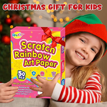 Rainbow Scratch Off Paper for Kids: Easter Crafts Gifts for Kids 60pcs Magic Arts Supplies for Age 3-12 Teen Toys Games for Valentines Birthday Christmas Basket Stuffers |Party Favors(Girls)