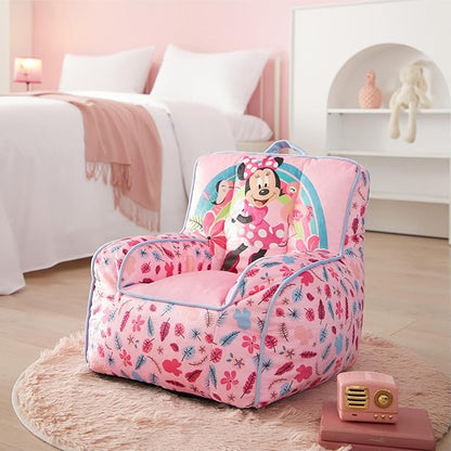 Idea Nuova Disney Minnie Mouse Smile Toddler Bean Bag Decorative Chair with Carry Handle, Large