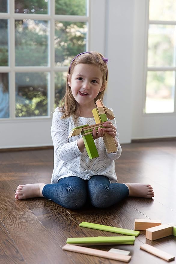 130 Piece Tegu Classroom Magnetic Wooden Block Set, Jungle