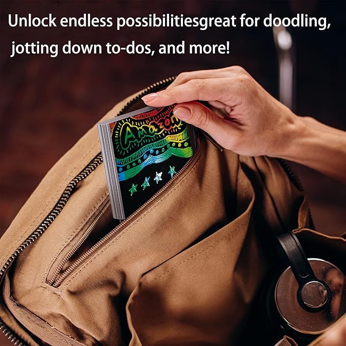 Rainbow Holographic Scratch Art Paper Mini Notes - 3 Pack Set (300 Sheets 3.5x3.5 in) with 2 Templates, Magic Scratch Cards for Kids Toy Arts Crafts DIY Party Favor Supplies for Boys Girls Christmas