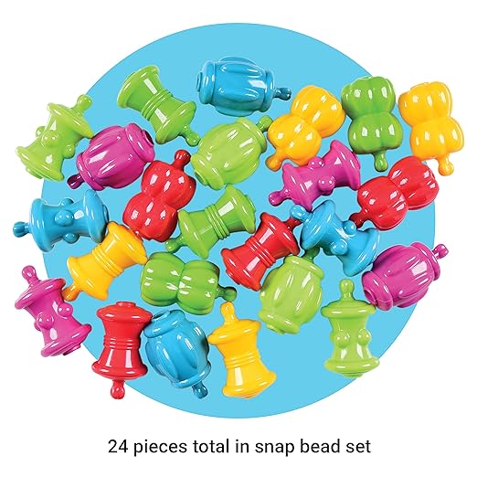 Constructive Playthings Colorful Snap Beads Set for Children and Toddlers Ages 1+, Pop Beads Arts and Craft Developmental Kids STEM Toy Set, Multicolor