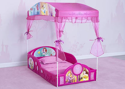 Delta Children - Disney Princess Plastic Sleep and Play Toddler Bed with Canopy, Pink