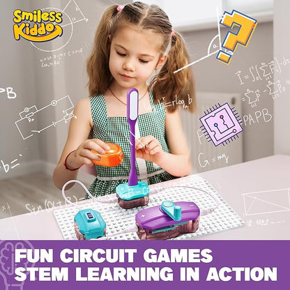 Circuit Board for Kids, SMILESSKIDDO 45 PCS DIY Electronics Exploration Kit with 100+ Projects, Physics Science Experiments Kit, School Family STEM Kits Educational Toy Gift for Kids 6+