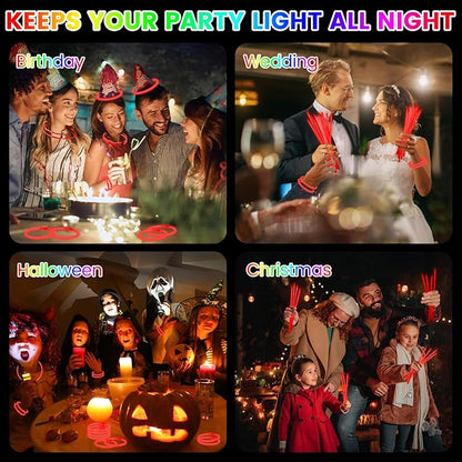 Red Glow Sticks Bulk Party Favors 100 Pack 8" Glow in the Dark Party Supplies Neon Party Decorations Glow Necklaces Bracelets for Kids Adults Birthday Halloween Christmas Easter Wedding