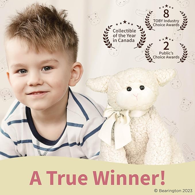 Bearington Baby Blessings Lullaby Musical Lamb White Plush Stuffed Animal, Adorable, Soft and Cuddly, Great Gift for Kids of All Ages, Birthdays, Holidays and Special Occasions Like Easter, 12 inches