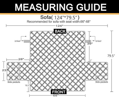 CHHKON Sofa Cover 100% Waterproof Non-Slip Quilted Furniture Protector Sofa Slipcover for Children, Pets for Leather Couch (Dark Grey, 68")