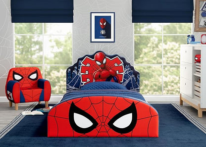 Delta Children Marvel Spider Man Upholstered Twin Bed, Red/Blue