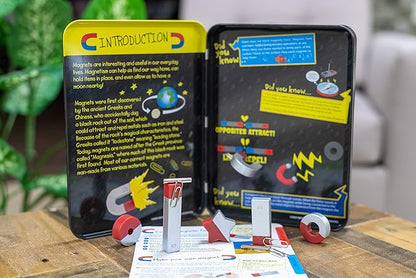 Bendon TS Shure Educational Magnetic Science Experiment Learning Tin with 8 Magnets and 5 Paper Clips 50521