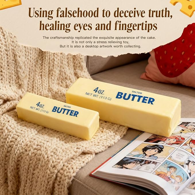2 Pack Slow Rising Squishy Butter Stick ,Squeeze Butter Toy, Stress Balls，Stress Relief & Fidget Toys,Realistic Food Squishies Fidget Toys, Gifts, Party Favors (2PCS)