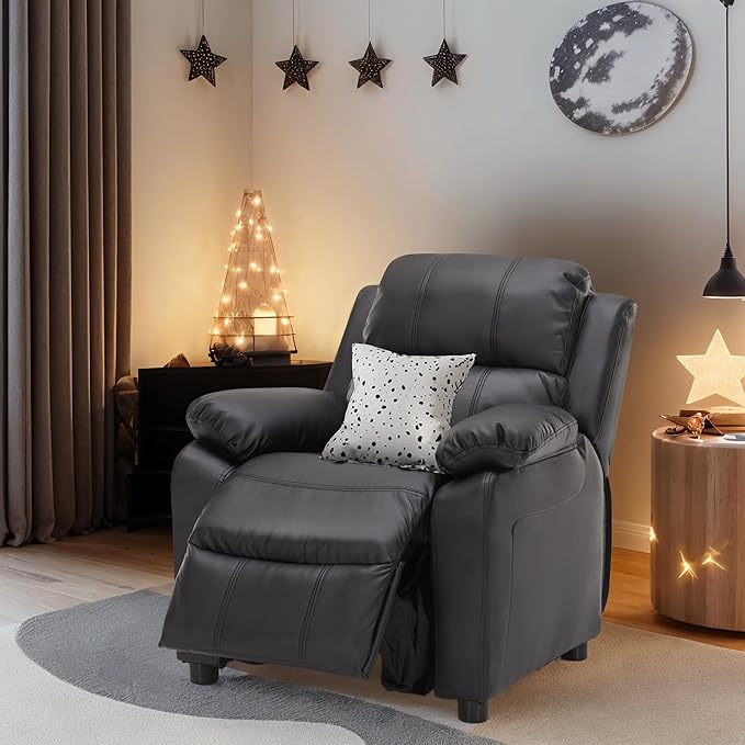 JC Home Macaron Kids Reclining Chair Leather Recliner Sofa Toddler Youth Children Child Ages 2-8