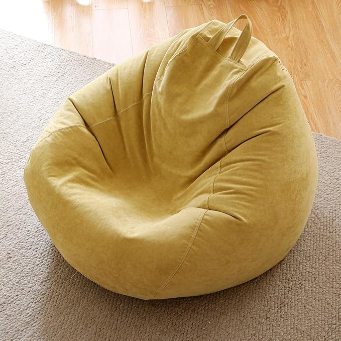 Child Bean Bag Cover(No Filler), Polyester White Bean Bag Cover Stuffable Bean Bag Memory Foam Soft Premium Corduroy Stuffable Bean Bag Plush Toy For Kids,35"*30"*30"