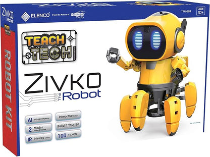 Elenco Teach Tech “Zivko The Robot”, Interactive A/I Capable Robot with Infrared Sensor, STEM Learning Toys for Kids 10+, includes Assembly Parts