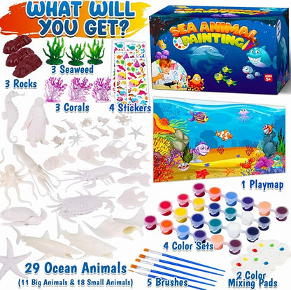 FUNZBO Shark Fish Toys Painting Kits for Kids Art Supplies, Sea Animal Sea Creatures Ocean Toys, Arts and Crafts for Kids Toddlers Boys Girls Ages 3-12