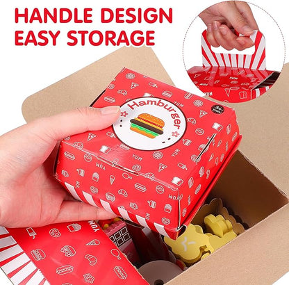 Vaguelly 1 Set Hamburger French Fries Combo Simulation Wooden Food Toys Wooden Kitchen Food Fake Food Wood Pretend Food Kitchen Play Food Happy Burgers Household Paper Bread Child
