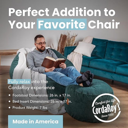 CordaRoy's Corduroy Bean Bag Pouf Footstool, Rainforest