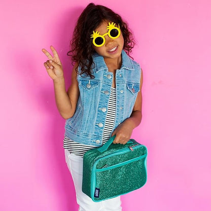 Wildkin Kids Insulated Lunch Box Bag for Boys & Girls, Reusable Kids Lunch Box is Perfect for Elementary, Ideal Size for Packing Hot or Cold Snacks for School & Travel Bento Bags (Blue Glitter)