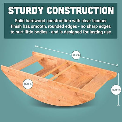 Constructive Playthings Wooden Rocking Boat for Children, Use as Playground Equipment, Daycare Furniture or for Home Use, Indoor and Outdoor Toddler Toys, Climbing Toy, Sits 4 Kids, 2 Years & Up