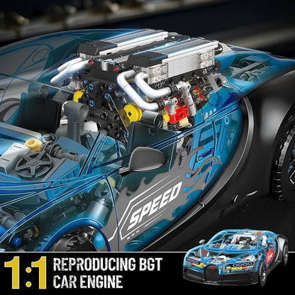 Mould King 10131 W16 Engine Building Blocks Sets, V8 Engine Model kit That Run, Build Your Own STEM Model Engine, 16-Cylinder Car Engine Building Engineering Toys for Kids/Adults Collections(952+PCS)