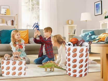 CLOCOR Kids Laundry Basket,Waterproof Nursery Hamper for Baby Boy,Football Storage Baskets for Boys Bedroom,Kids Toys Storage Bin,Room Decor,Gift Basket（Rugby