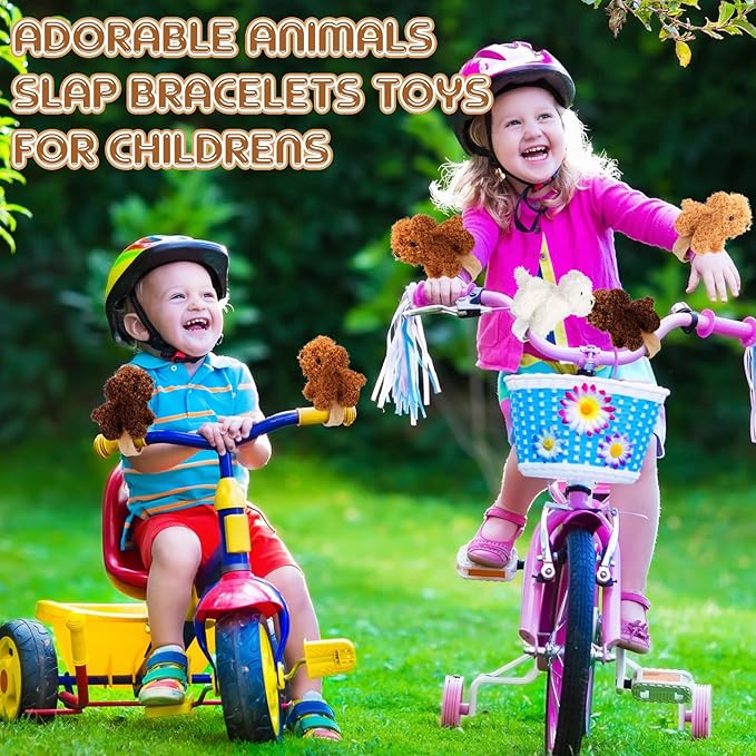 Ceenna 16 Pcs Valentine's Day Puppy Stuffed Animal Slap Bracelets Colorful Puppy Slap Bracelets 8.66 Inch Adorable Puppy Slap Wrist Bracelets Bulk for Birthday Party Favors Goodie Bag Fillers