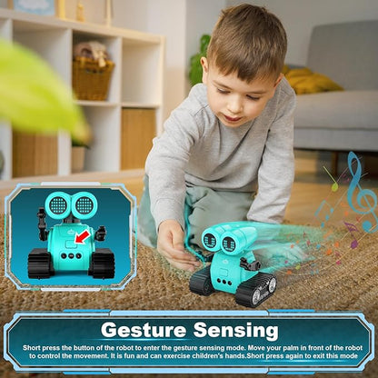 Hamourd Robot Toys - Kids Toys Rechargeable RC Robots with Gesture Sensing, Walkie-Talkie, Flexible Head & Arms, Programming Motion, Dance Moves, Music, Shining LED Eyes, Girls Boys Toys Birthday