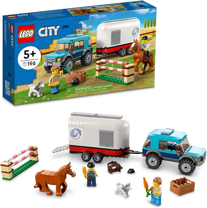 LEGO 60327 City Great Vehicles Horse Transporter Set, with SUV Toy Car, Trailer, Horse Figure and Jump, Gifts for Kids, Boys & Girls 5 Plus Years Old