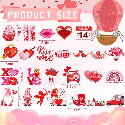 JULBEAR Valentine's Day Foam Sticker, 300Pcs Cartoon Styles Color Printing Heart Self Adhesive Stickers for Kids Party Favors DIY Crafts Decorations
