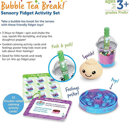 Learning Resources Bubble Tea Break! Sensory Fidget Activity Set, Sensory Toys For Toddlers, Social Emotional Learning, Easter Basket Stuffers For Kids, Ages 3+,19 Pieces