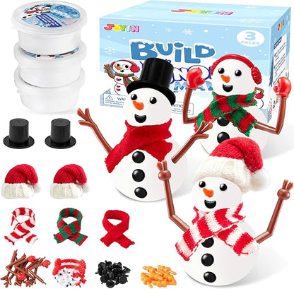 JOYIN Christmas Build Your Snowman Craft Kit, 3 Pack DIY Snowman Christmas Craft Kit for Christmas Arts and Craft Activities, Xmas Gift Stocking Stuffers for Kids,Party Favor School Funny Toy