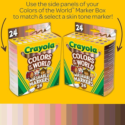 Crayola Colors of The World Markers (24 Count), Skin Tone Markers for Kids, Coloring Book Supplies, Skin Colored Markers, Gifts for Kids