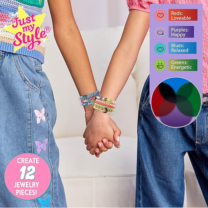 Just My Style Color-Changing Mood Jewelry Making Kit, Bracelet & Necklace Making Kit, Arts & Crafts Kit for Girls & Boys Ages 6-10