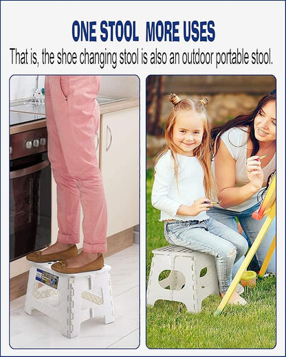 Acko 12pack Folding Step Stool Lightweight Plastic Step Stool - 11 inch Foldable Step Stool for Adults,Non Slip Folding Stools for Kitchen Bathroom Bedroom White