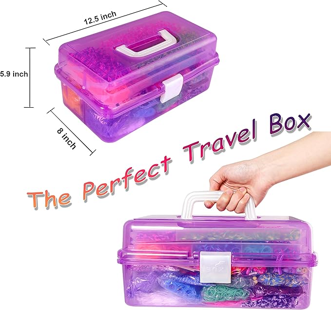 YITOHOP 15000+ Rubber Loom Bands, Mega Rubber Bands Bracelet Kit,Loom Bracelet Making Kit with 3 Layer Container,30 Colors,380 Beads,30 Charms,Clips, Hooks Tools for DIY Art Holiday Gift