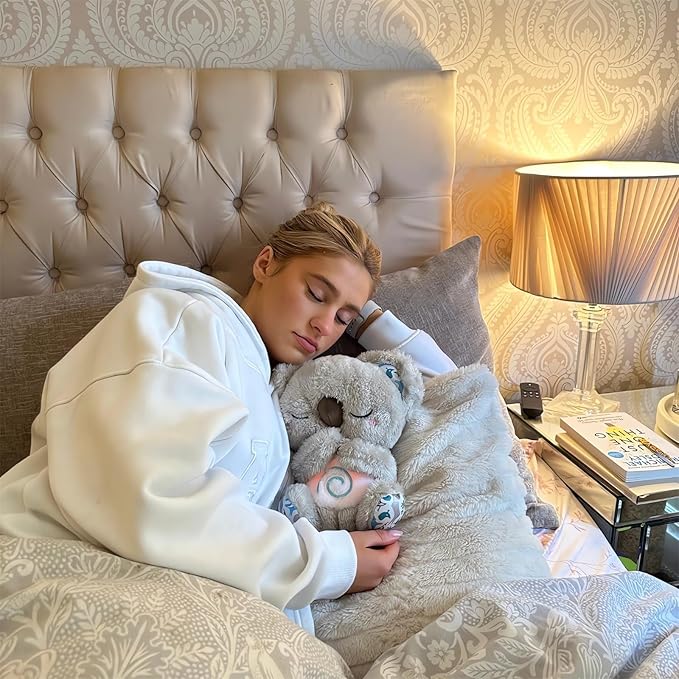 Relief Koala Breathing Stuffed Toy, Anxiety Relief Plush Breathing Animal, Sleeping Koala Plush Breathing with Musical Lights & Rhythmic Breathing Motion (F-Elephant+Sheep)