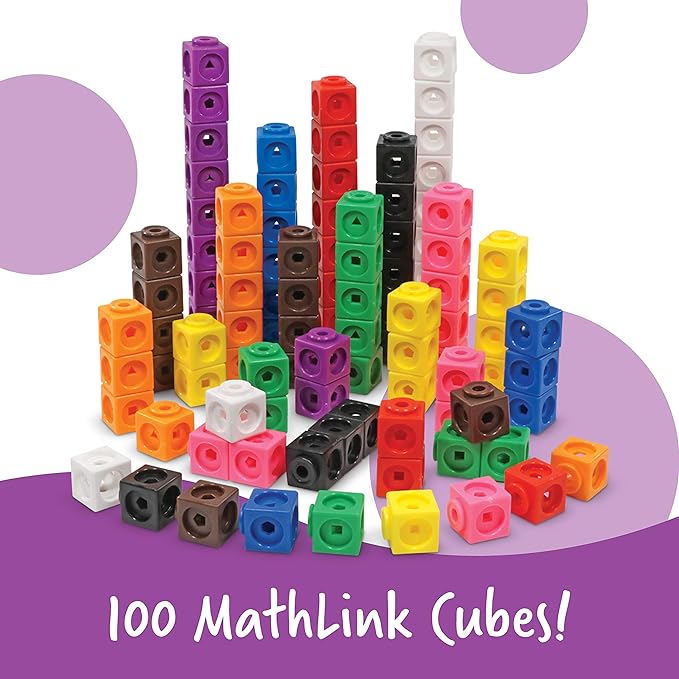 Learning Resources MathLink Cubes Elementary Math Activity Set - 115 Pieces, Ages 7+ Math Manipulative Cubes, Math Games for Kids, Math Counters