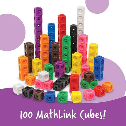 Learning Resources MathLink Cubes Elementary Math Activity Set - 115 Pieces, Ages 7+ Math Manipulative Cubes, Math Games for Kids, Math Counters